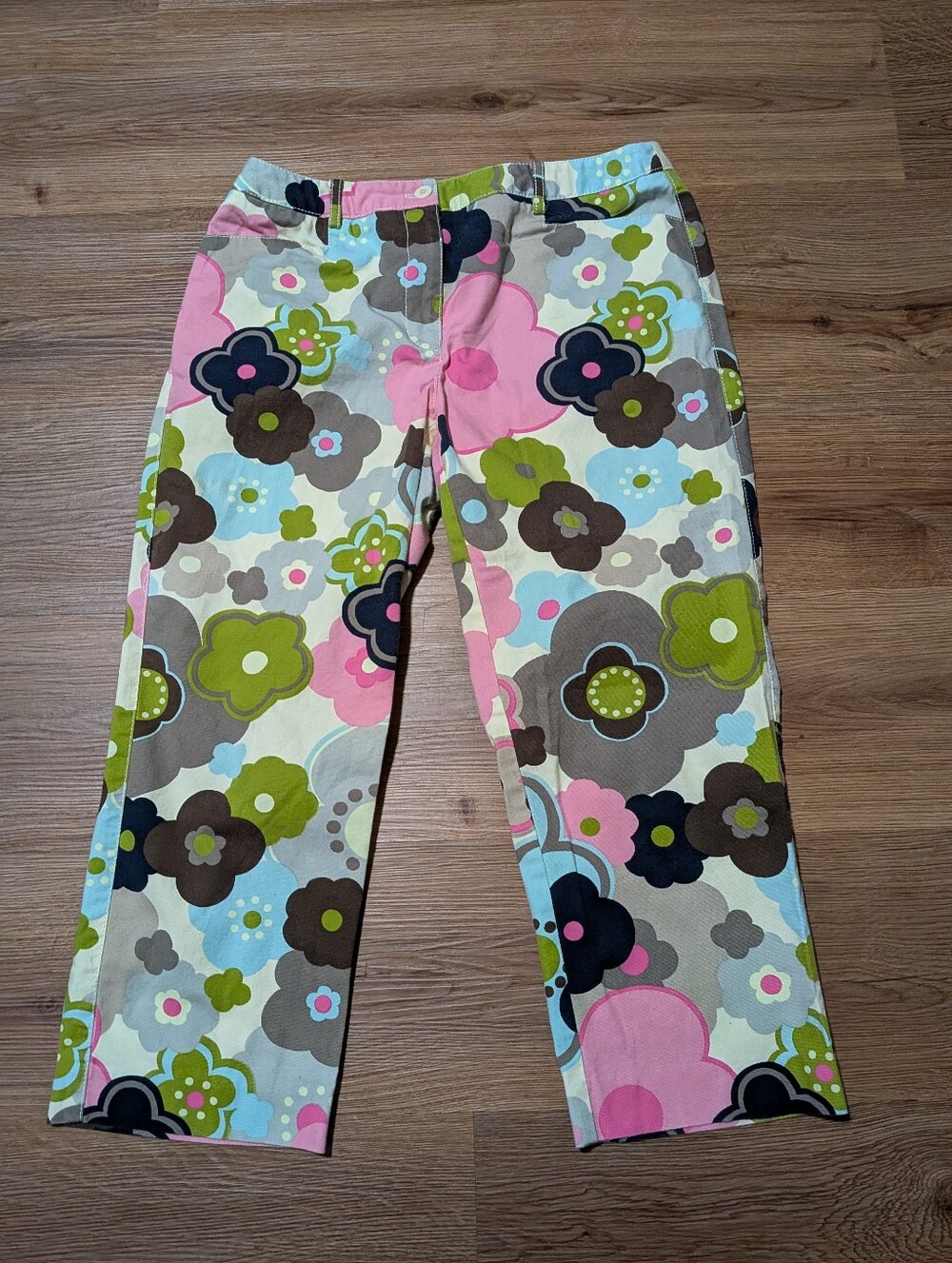 Talbots Vintage Groovy Floral Capri Pants 8P 8 Petite